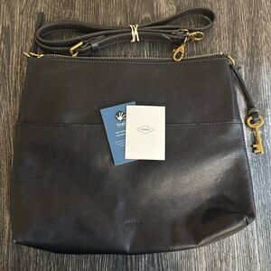 Fossil Black Crossbody Bag with Adjustable Strap